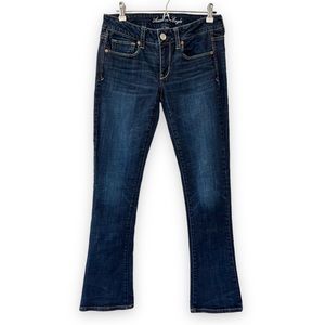 American Eagle Dark Blue Wash Skinny kick Low Rise Boot Cut denim jeans